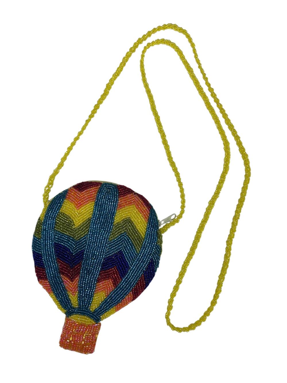 Vintage Hand Beaded Hot Air Balloon Novelty Min Bag